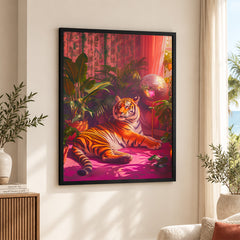 Aesthetic Brave Tiger In A Red Light | Abstract Animal Artwork #00529