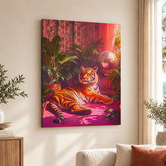 Aesthetic Brave Tiger In A Red Light | Abstract Animal Artwork #00529