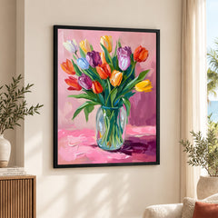 Beautiful Colorful Flowers In A Pot | Abstract Floral Artwork #00533