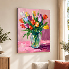 Beautiful Colorful Flowers In A Pot | Abstract Floral Artwork #00533