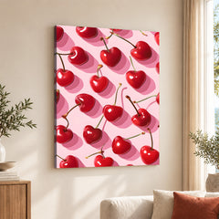 Beautiful Heart Shape Cherry Over Pink Background | Abstract Floral Artwork #00535