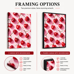 Beautiful Heart Shape Cherry Over Pink Background | Abstract Floral Artwork #00535