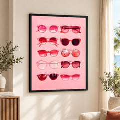 Aesthetic Colorful Glasses Over Pink Background | Abstract Fashion Artwork #00536