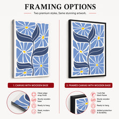 Beautiful Blue Flowers Over Off White Background | Abstract Floral Artwork #00537