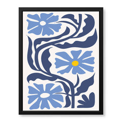 Beautiful Blue Flowers With Purple Exotic Leaves | Abstract Floral Artwork #00539