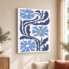 Beautiful Blue Flowers With Purple Exotic Leaves | Abstract Floral Artwork #00539