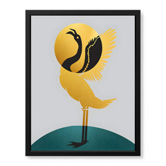 Black & Gold Bird Design With Green And Grey Background | Abstract Office Artwork #0054