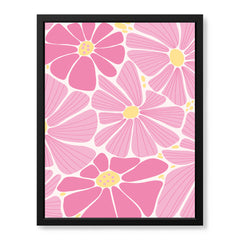Beautiful Pink & Red Flowers Over White Background | Abstract Floral Artwork #00541