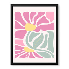 Beautiful Pink & Red Flowers With Green Leaves | Abstract Floral Artwork #00542