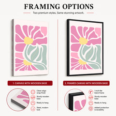 Beautiful Pink & Red Flowers With Green Leaves | Abstract Floral Artwork #00542