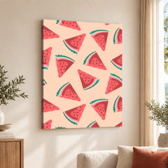 Abstract Watermelon Artwork Over Beige Background | Abstract Floral Artwork #00549