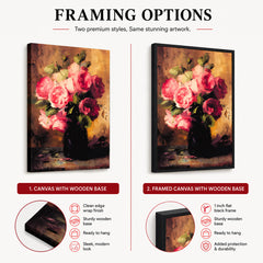 Beautiful Pink Flowers With Black Vase | Abstract Floral Artwork #00552