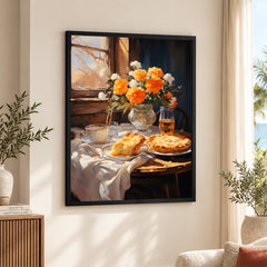 Beautiful Flowers With Vase On Breakfast Table | Abstract Nature Artwork #00560