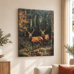 Deer's With Dominant Horns In The Forest | Abstract Animal Artwork #00563