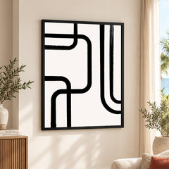 Abstract Black Line Artwork Over White Background  | Abstract Fashion Artwork #00570