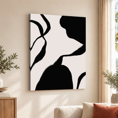 Abstract Black Line Artwork Over Beige Background  | Abstract Fashion Artwork #00571