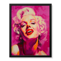 Marilyn Monroe Red Lips Artwork Over Pink Background | Abstract Fashion Artwork #00574