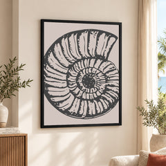 Black & White Shell Artwork Over Beige Background | Abstract Fashion Artwork #00577