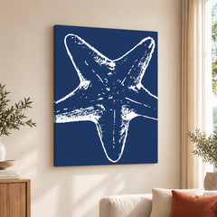 Beautiful White Starfish Art Over Blue Background | Abstract Fashion Artwork #00578