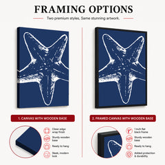 Beautiful White Starfish Art Over Blue Background | Abstract Fashion Artwork #00578