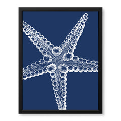 Beautiful White Starfish Design Over Blue Background | Abstract Fashion Artwork #00579