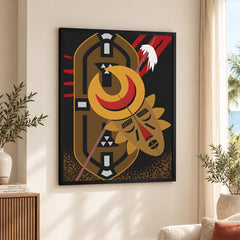 Brown Red & Gold African Face Design | Abstract Fashion Artwork #0058
