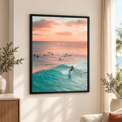 Beautiful Orange & Green View From A Beach | Abstract Nature Artwork #00581