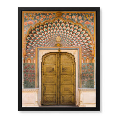 Aesthetic Historical Artwork Of A Door With Floral Wall | Abstract Historical Artwork #00585