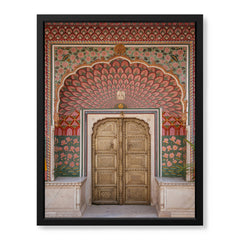 Aesthetic Historical Artwork Of A Door With Pink Floral Wall | Abstract Historical Artwork #00586