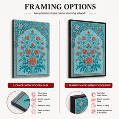 Aesthetic Mughal Era Artwork With Blue Background | Abstract Historical Artwork #00587