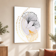 Black & Gold Line Flowers | Abstract Floral Artwork #006