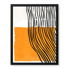 Black Lines Over Orange & White Background | Abstract Office Artwork #0065