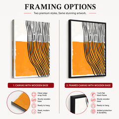 Black Lines Over Orange & White Background | Abstract Office Artwork #0065