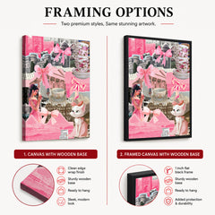 Preppy Pink & White Collage Art | Abstract Fashion Artwork #00658