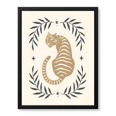 Tiger Portrait Design Over Beige Background | Abstract Animal Artwork #0066