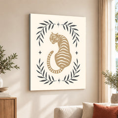 Tiger Portrait Design Over Beige Background | Abstract Animal Artwork #0066