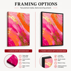 Abstract Pink & Orange Artwork With Golden Foil | Abstract Fashion Artwork #00663
