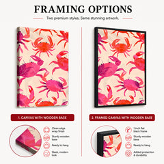 Orange & Pink Coral Crabs Over Beige Background | Abstract Fashion Artwork #00664