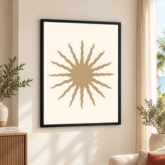 Khaki Color Sun Portrait Over Beige Background | Abstract Fashion Artwork #0067