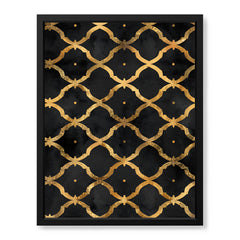 Black & Gold Geometric Shapes Artwork With Golden Lines | Abstract Fashion Artwork #00671