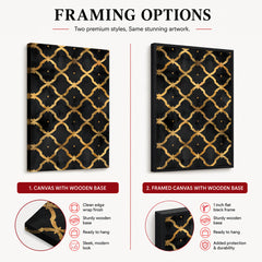 Black & Gold Geometric Shapes Artwork With Golden Lines | Abstract Fashion Artwork #00671