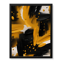 Black & Gold Abstract Brush Paint Stroke Artwork | Abstract Fashion Artwork #00672