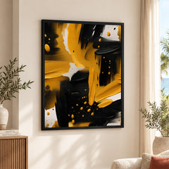 Black & Gold Abstract Brush Paint Stroke Artwork | Abstract Fashion Artwork #00672