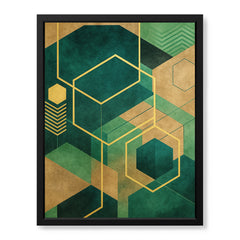 Abstract Green & Beige Artwork With Golden Lines  | Abstract Fashion Artwork #00673