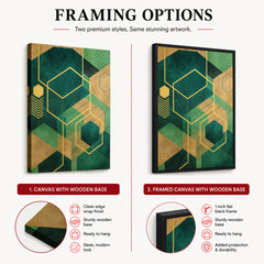 Abstract Green & Beige Artwork With Golden Lines  | Abstract Fashion Artwork #00673