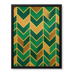 Green & Brown Geometric Artwork With Golden Lines  | Abstract Fashion Artwork #00677