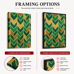 Green & Brown Geometric Artwork With Golden Lines  | Abstract Fashion Artwork #00677