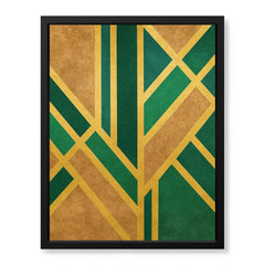 Green & Brown Artwork With Golden Lines  | Abstract Fashion Artwork #00678