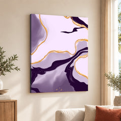 Abstract Pink & Purple Artwork With Golden Lines  | Abstract Fashion Artwork #00679