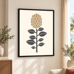 Beautiful Floral Portrait Over Beige Background | Abstract Floral Artwork #0068
